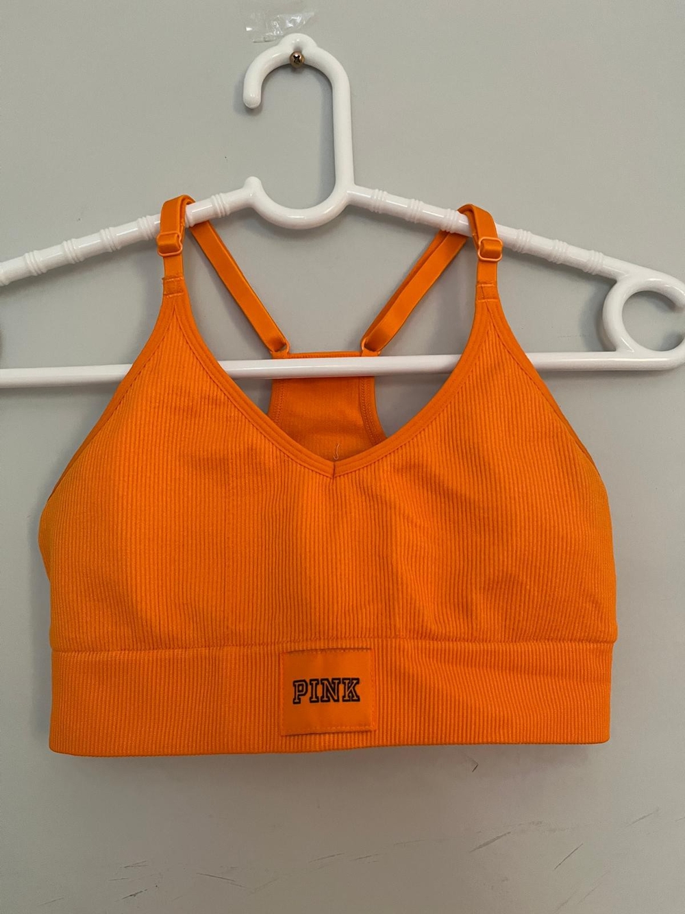 PINK Victoria's Secret Orange Ribbed Sports Bralette